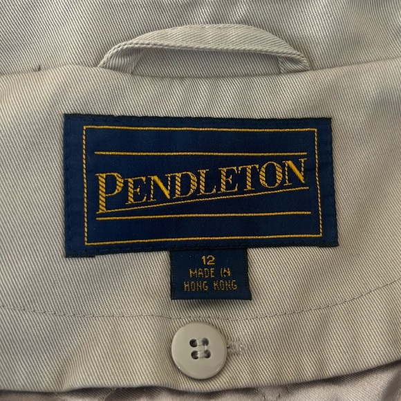 VINTAGE PENDLETON 80’s  tan hoodie trench coat size 12 - Picture 3 of 13